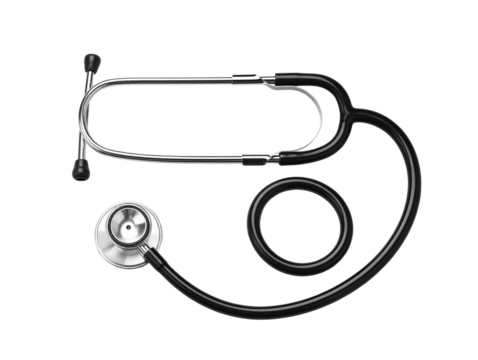 Classic Medical Stethoscope in Side View, Isolated PNG