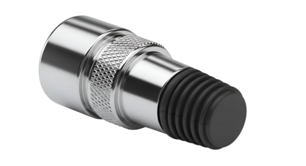 Metal Component with Rubber Seal: 3D Model Shows Design, Details, and a Transparent Background