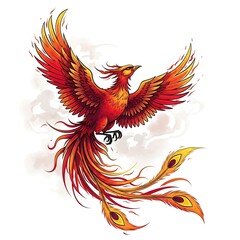 Fototapeta premium Fiery Phoenix in Flight.