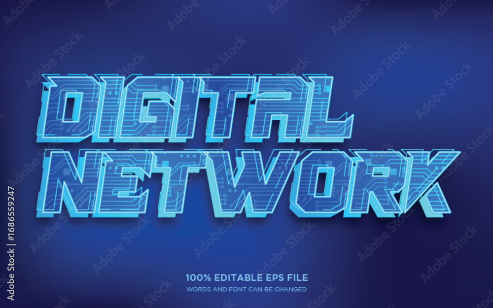 Poster digital network futuristic editable text style effect