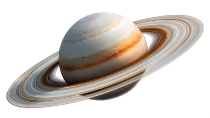 realistic rendering of Saturn planet with rings isolated on white