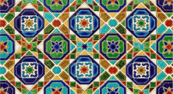 Ornate Byzantine Mosaic Afghani Ceramic Tile Pattern Repeating Surface Design Tileable