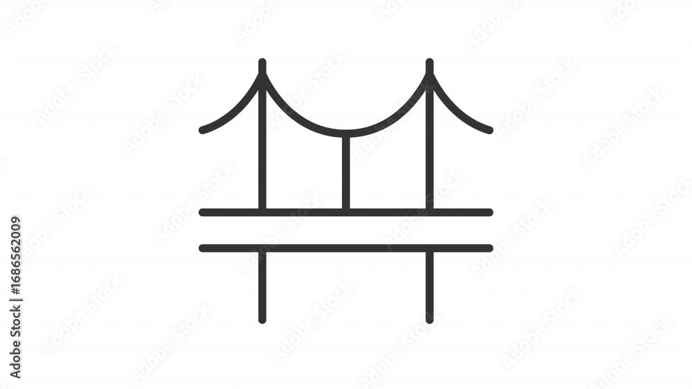 Aufkleber cable stayed bridge ui icon line animation. transport overpass structure. urban infrastructure for v