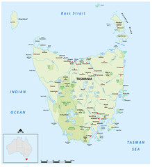 Vector map of the australian island tasmania