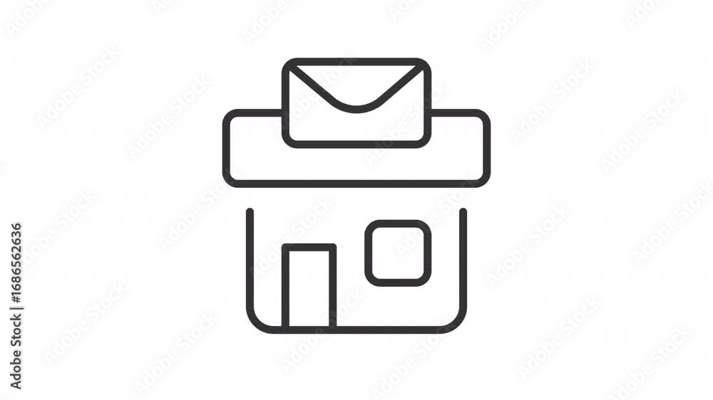 Poster post office building ui icon line animation. public facility of mail services. urban infrastructure 