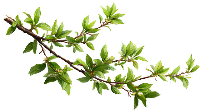 HD realistic budding spring tree branch isolated on white png