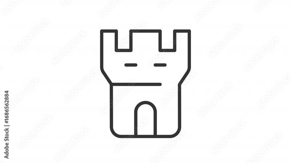 Aufkleber castle tower ui icon line animation. medieval architecture landmark. past time cultural heritage. an