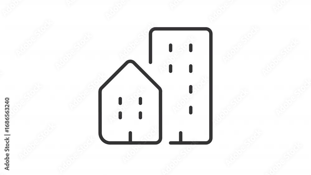 Aufkleber multistory apartment buildings ui icon line animation. modern urban architecture. housing structure 