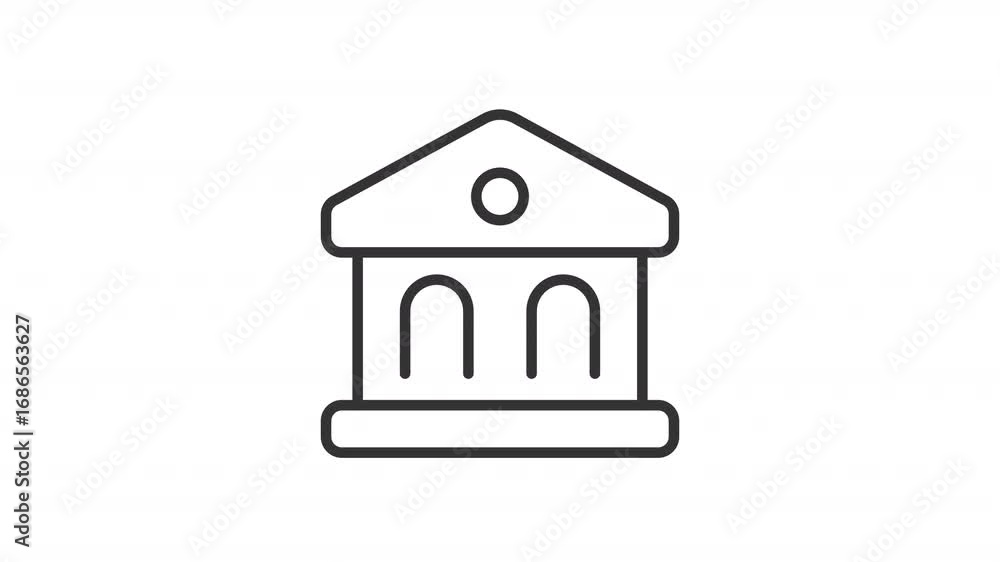 Aufkleber vintage museum building ui icon line animation. financial facility with columns on facade. classic a