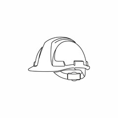 Fototapeta premium A clean line art illustration of a hard hat, symbolizing essential safety measures and worker protection for industrial and construction environments.
