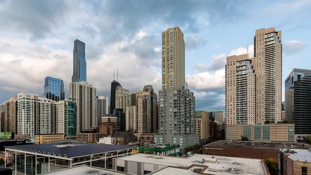 Downtown Chicago Urban Skyscraper Architecture Time Lapse