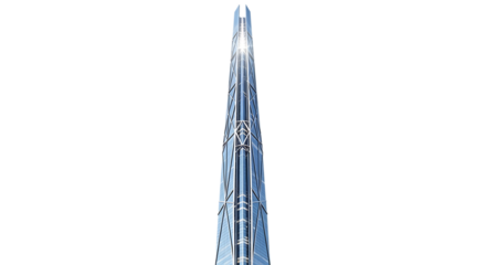 Illustration of modern futuristic skyscraper isolated on transparent background with unique design