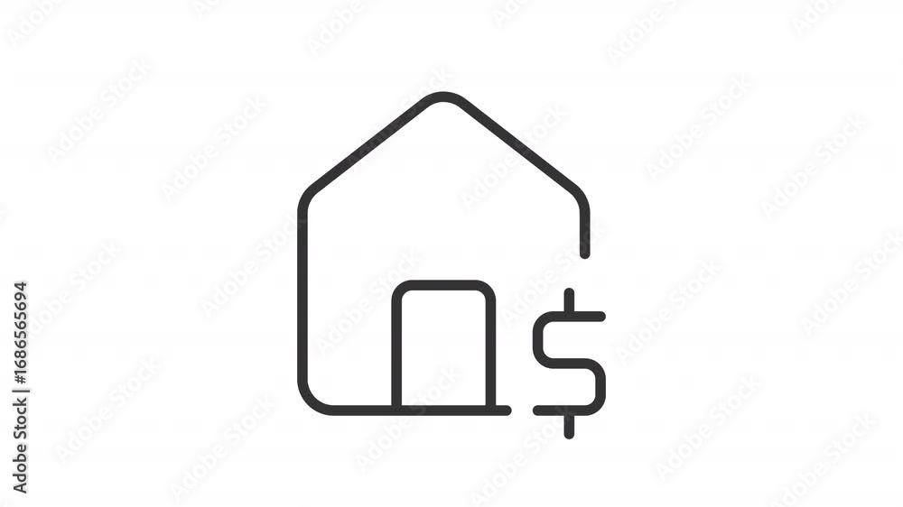 Aufkleber house price ui icon line animation. evaluation of building for rent and sale. utility bills payment.