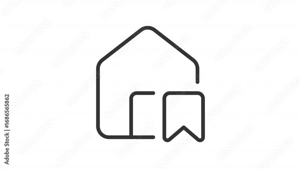 Poster building with tag ui icon line animation. add house to chose in mobile app. real estate rental and s