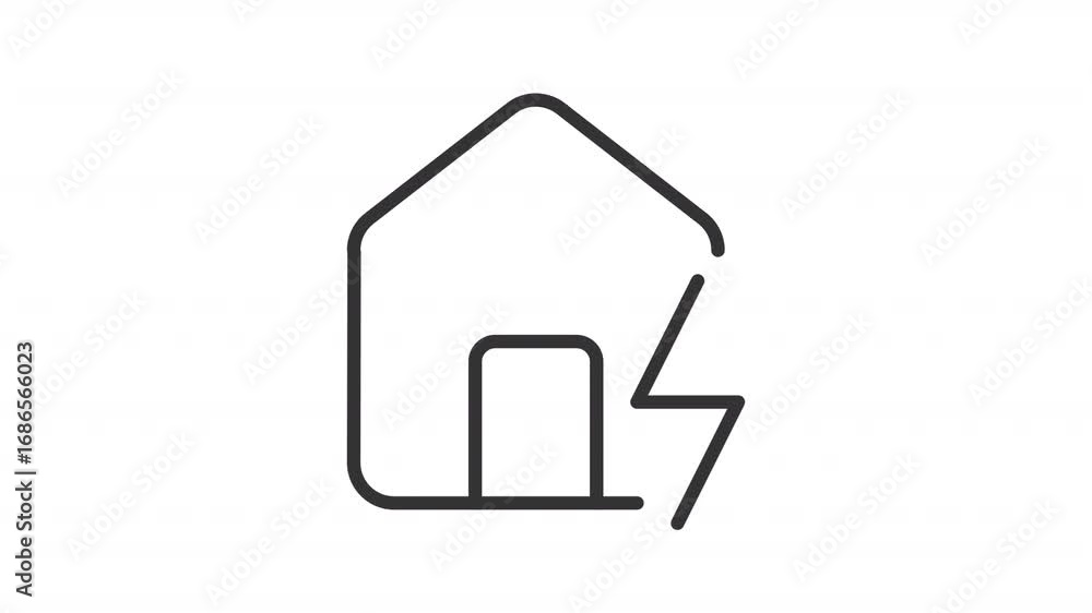 Poster home electricity ui icon line animation. power network of modern building. utility in house. constru