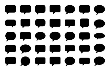 Collection of Black Speech Bubbles and Chat Icons