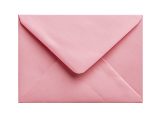 Close-up of a pale pink envelope, folded and sealed