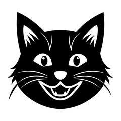 smiling cat face vector 