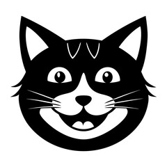 smiling cat face vector 