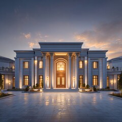 Obraz premium Elegant mansion with classical design and lighting.