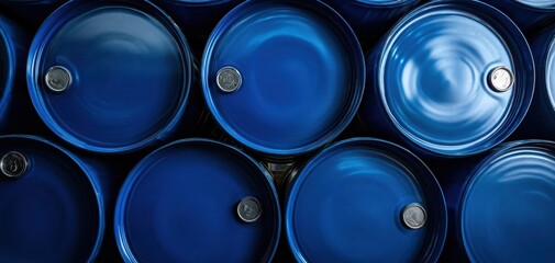 The blue barrels arranged in a stacked formation showcasing industrial storage efficiency.