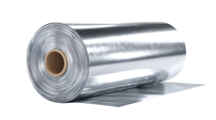 black plastic roll foil top view isolated on white