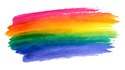 HD realistic rainbow watercolor brush stroke isolated on white png