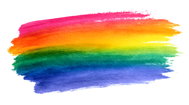 HD realistic rainbow watercolor brush stroke isolated on white png