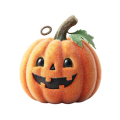 Fluffy Jackolantern smiles on Halloween with isolated on black.