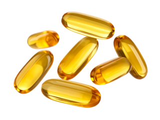 Fish oil softgel capsules closeup health supplement, omega-3 fatty acids, essential nutrition for brain, heart, and joint support, daily wellness routine.