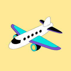 Naklejka premium Cartoon airplane with colorful wings illustration 