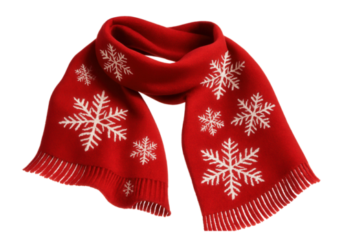 Red scarf with white snowflake design