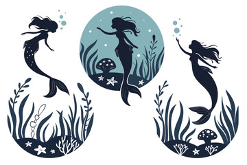 Mystical Mermaid Silhouette Art Pack