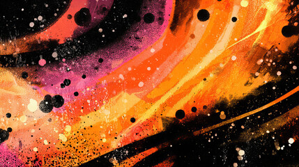Vibrant abstract digital art with neon colors, halftone textures, and fluid wave patterns creating a futuristic and psychedelic background design