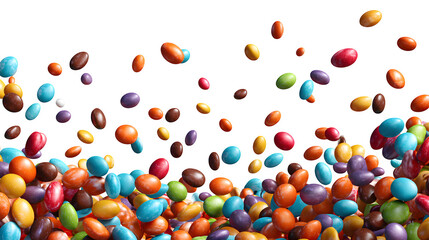 HD realistic colorful round candy falling isolated on white or white png