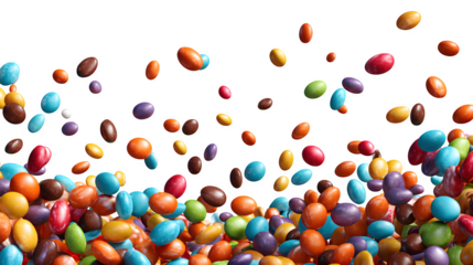 HD realistic colorful round candy falling isolated on white or white png