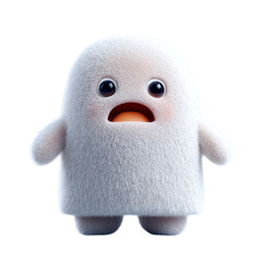 Fluffy White Creature Anxious  Cute with Isolated Mascot for Graphic Design.