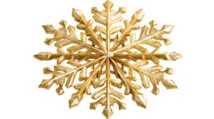 HD realistic golden snowflake ornament isolated on white