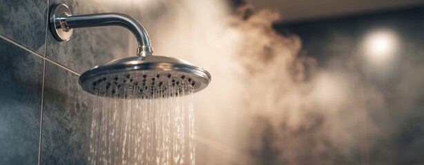 The Showerhead in a Modern Bathroom: Steam and Rain for Relaxation