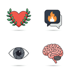 Fototapeta premium Modern Lifestyle and Technology Vector Icon Set - Concepts for Emotion, Communication, Vision, and Intellect