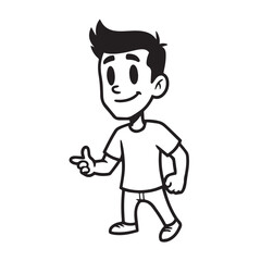 Handsome Man Black and White Illustration Vector Image Male Portrait Fashion Sketch Line Art Design