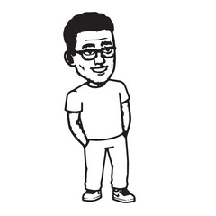 Handsome Man Black and White Illustration Vector Image Male Portrait Fashion Sketch Line Art Design