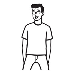 Fototapeta premium Handsome Man Black and White Illustration Vector Image Male Portrait Fashion Sketch Line Art Design