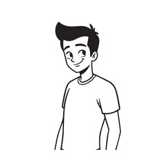 Handsome Man Black and White Illustration Vector Image Male Portrait Fashion Sketch Line Art Design