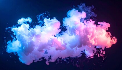 Colorful Swirling Smoke with Blue and Pink Hues on Black Background