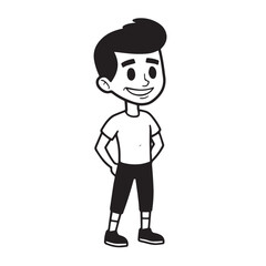Handsome Man Black and White Illustration Vector Image Male Portrait Fashion Sketch Line Art Design	