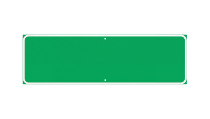 Blank green road sign with a white border against a black background offering customization
