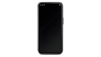 blank modern smartphone with black screen isolated on white