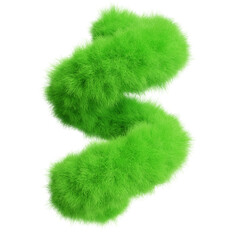 3d render of green fluffy fur spiral shape