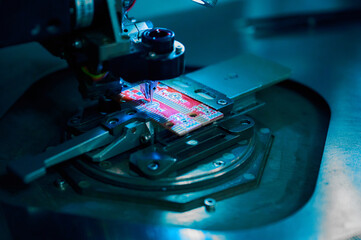 Wiring process on die bonding machine for microchip assembly in clean room environment with precise...